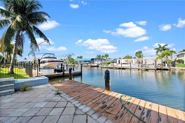 view of dock featuring a water view