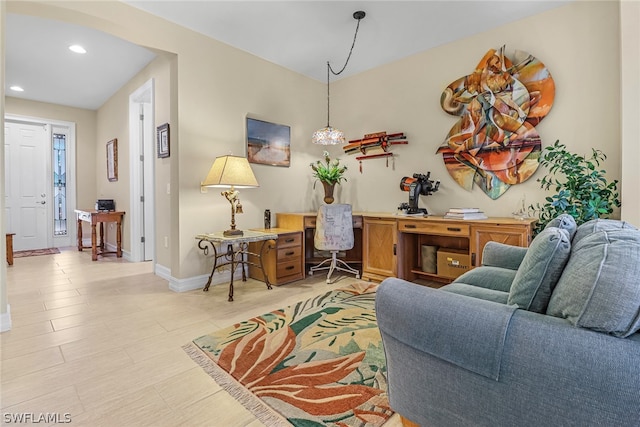 living room featuring light wood-type flooring