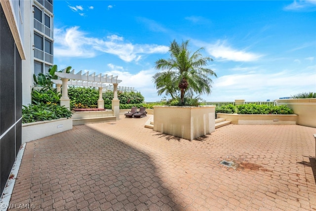 view of yard featuring a pergola and a patio