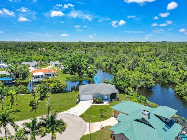 bird's eye view featuring a water view