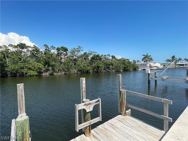 view of dock featuring a water view