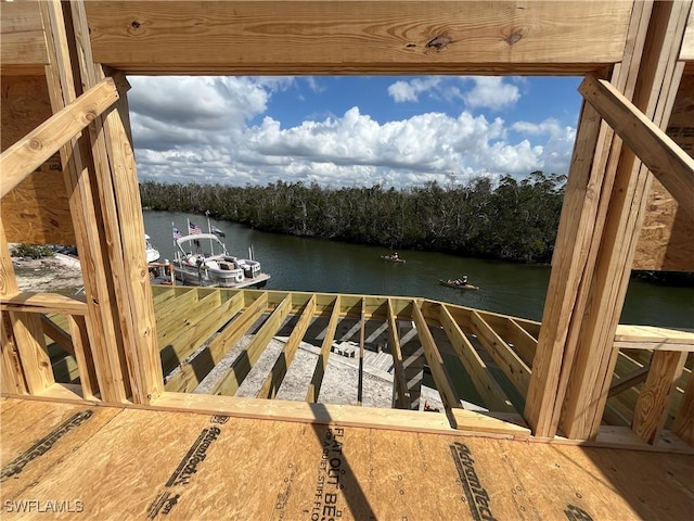 view of dock featuring a water view