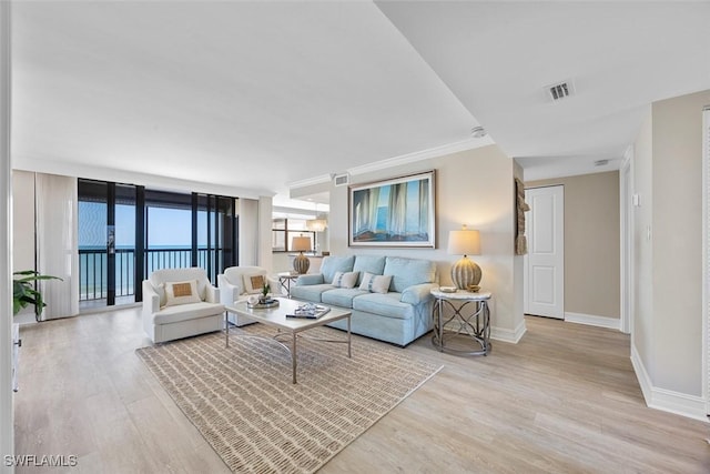 living room with light wood-type flooring