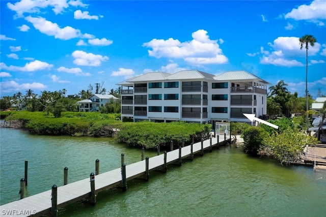 dock area featuring a water view