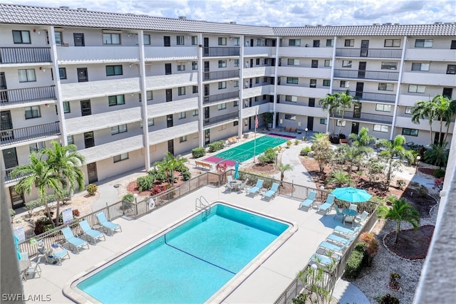 view of pool featuring a patio area