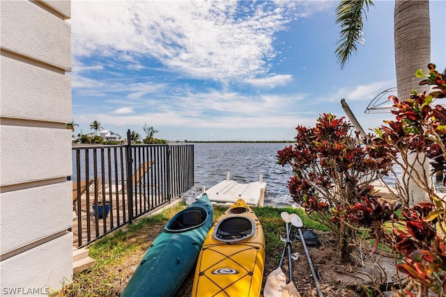 dock area featuring a water view