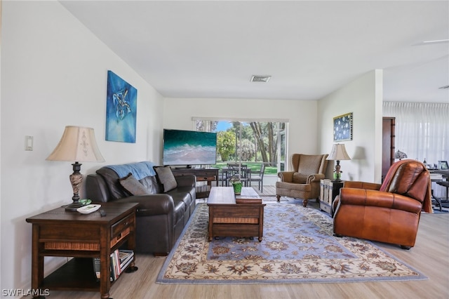 living room featuring light hardwood / wood-style flooring