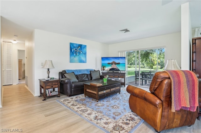 living room featuring light hardwood / wood-style floors