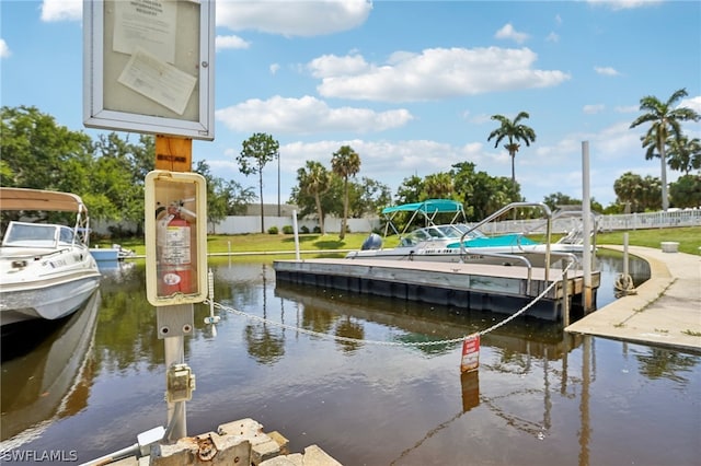 view of dock featuring a water view