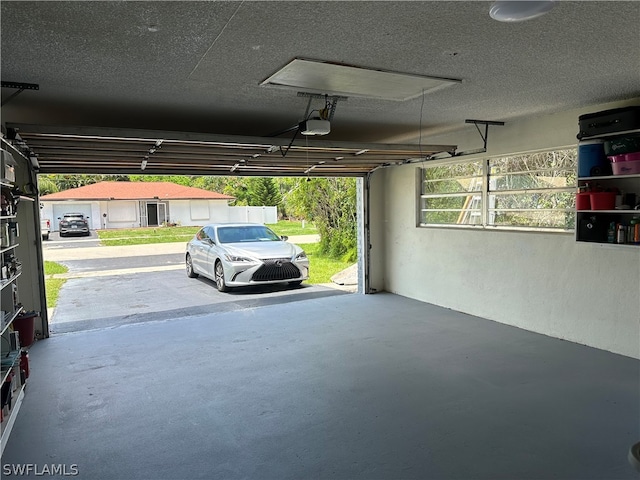 garage with a garage door opener