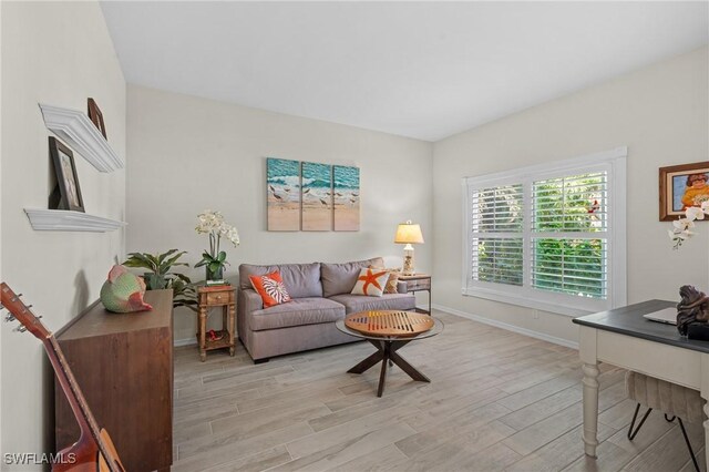 living room with light wood-type flooring