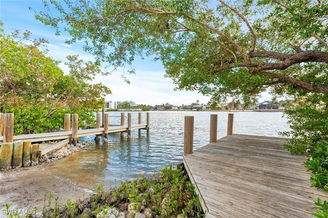 view of dock featuring a water view