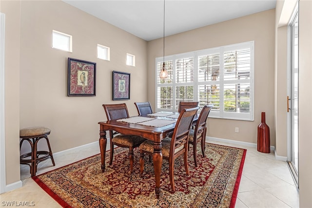 view of tiled dining space