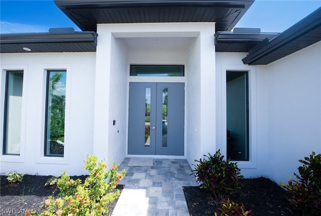 doorway to property featuring french doors