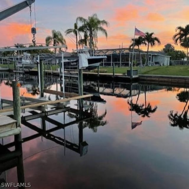 view of dock featuring a water view