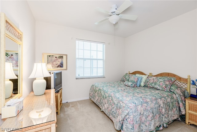 bedroom featuring carpet flooring and ceiling fan