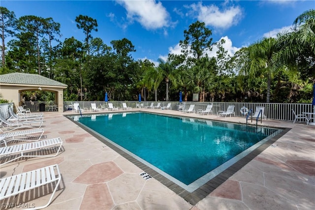 view of pool featuring a patio