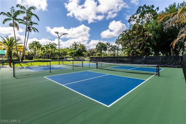 view of tennis court with basketball court