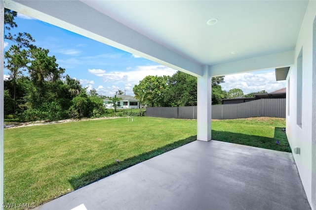 view of yard with a patio area