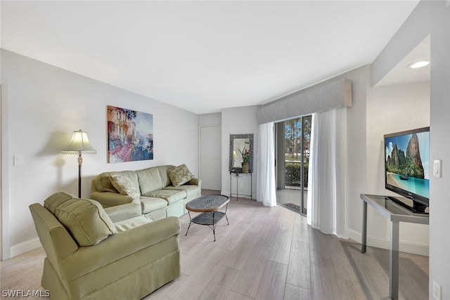 living room featuring light hardwood / wood-style flooring