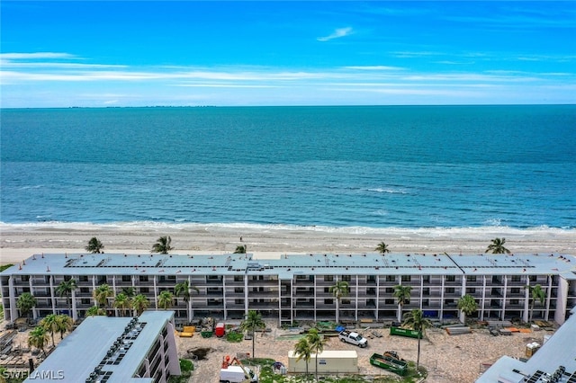 view of water feature with a beach view