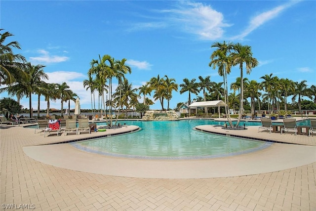 view of pool featuring a patio area