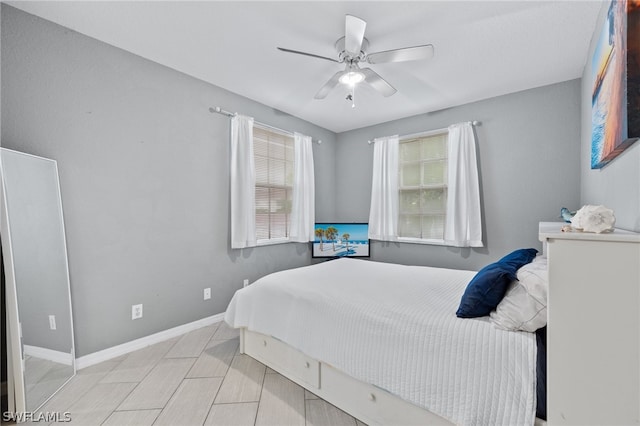 bedroom featuring ceiling fan