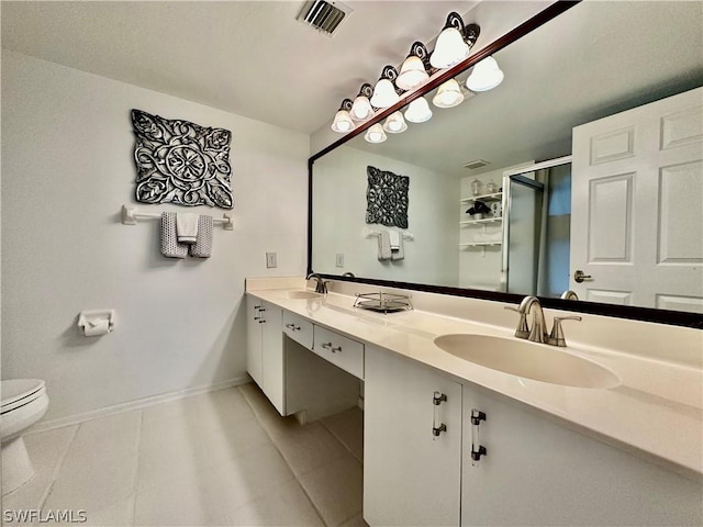 full bathroom with visible vents, a sink, baseboards, and double vanity