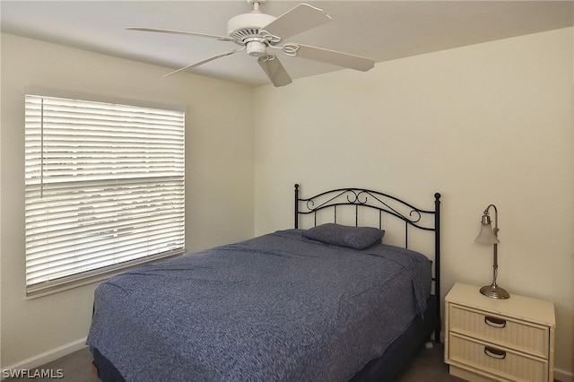 bedroom featuring ceiling fan