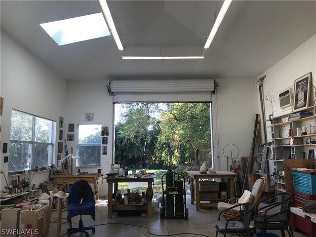 garage featuring a workshop area