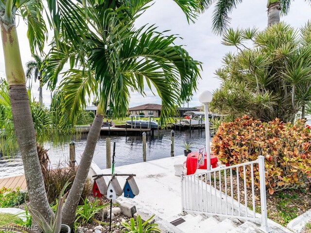 exterior space featuring a dock