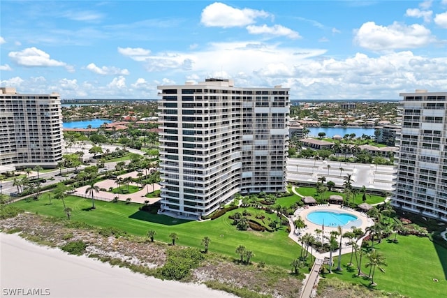 view of building exterior featuring a water view