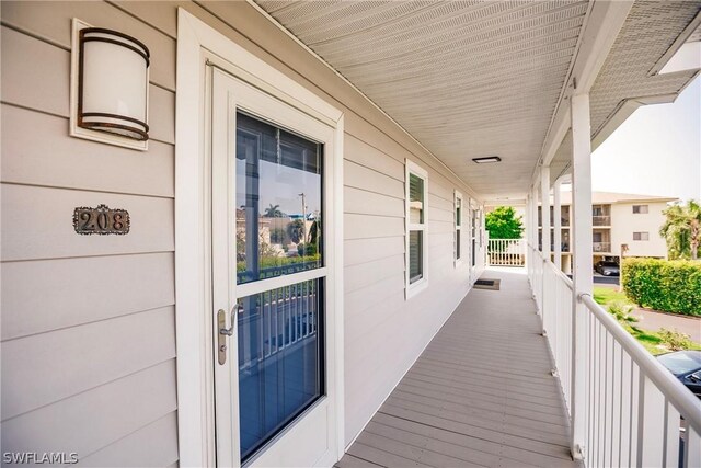 balcony featuring a porch