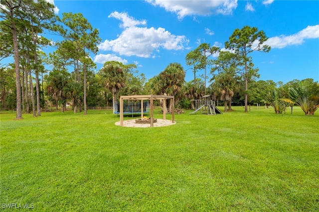 view of yard featuring a playground