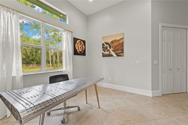 tiled office featuring plenty of natural light