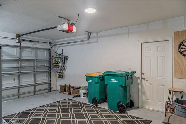 garage with a garage door opener