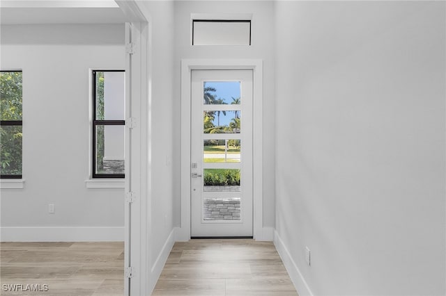 doorway to outside featuring light hardwood / wood-style floors