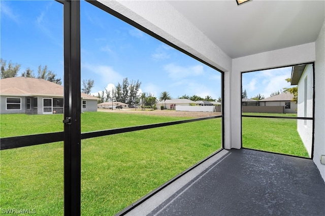 view of unfurnished sunroom