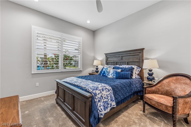 bedroom with carpet and ceiling fan