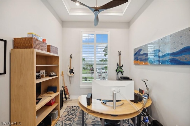 1641 Orleans Ct, Marco Island, FL 34145 - office featuring a ceiling fan, wood finished floors, and baseboards