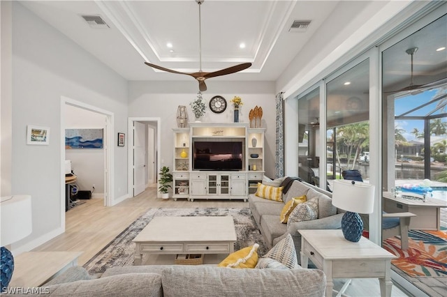 1641 Orleans Ct, Marco Island, FL 34145 - living room with wood finished floors, recessed lighting, baseboards, and ornamental molding