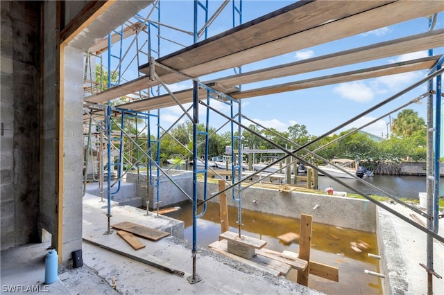 view of patio featuring a water view