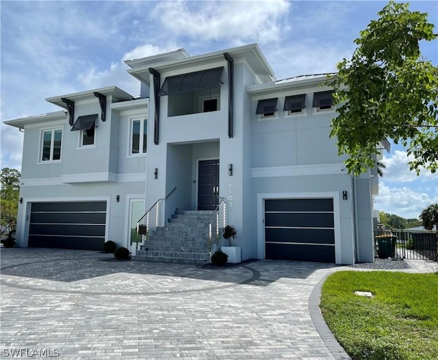 contemporary home featuring a garage