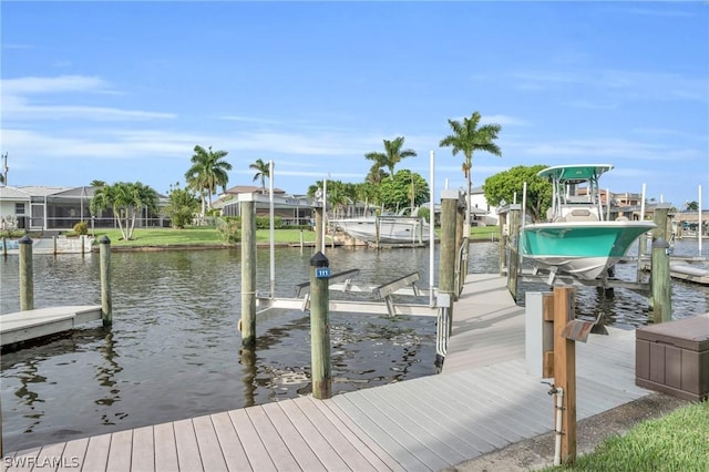 dock area featuring a water view