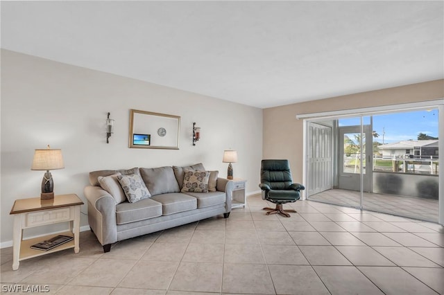 view of tiled living room