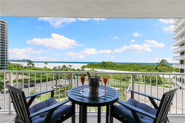 balcony with a water view