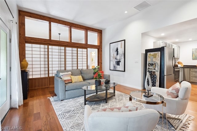 living room featuring light hardwood / wood-style flooring