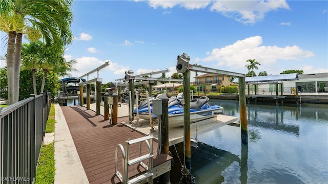 dock area featuring a water view