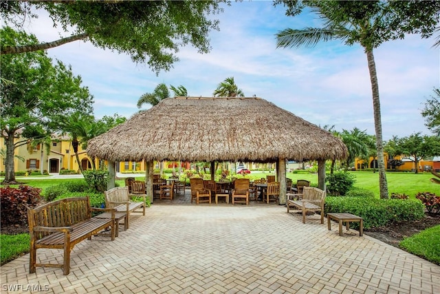 view of patio / terrace with a gazebo