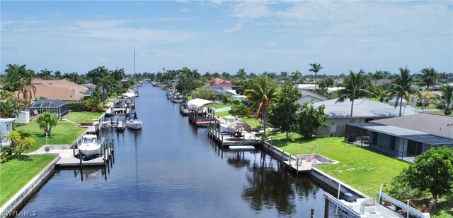 exterior space featuring a dock